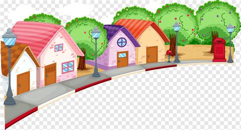 Neighbourhood Cartoon illustration Illustration, Cartoon house, cartoon Character, building ...