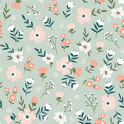 Trendy seamless floral pattern. Fabric design with simple flowers ...