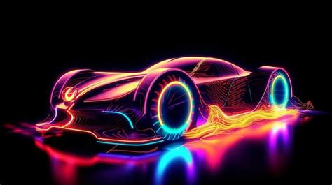 Premium Photo | A car with neon paint on it is painted in neon colorsgenerative ai