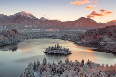 Photo Gallery: Lake Bled draped in winter white in the winter