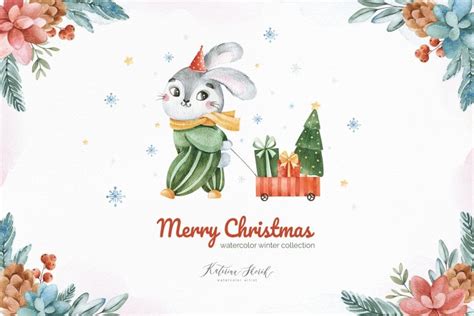 Merry Christmas Watercolor Winter Collection - Design Cuts