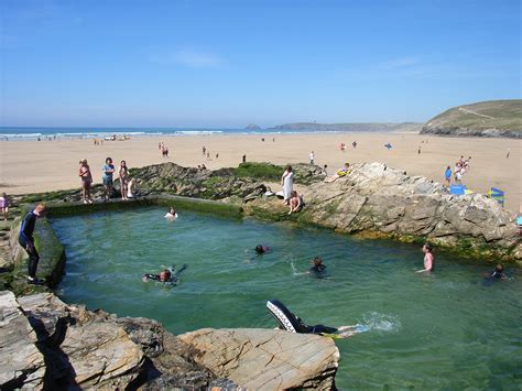 Swimming in the sea pool at Chapel Rock, Perranporth Beach _ swam with ...