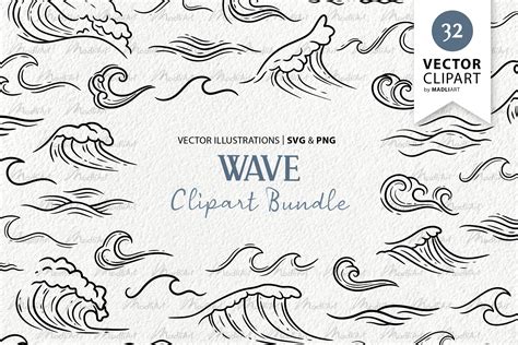 Ocean Wave Vector Clipart Set | Beach Wave SVG - Design Cuts