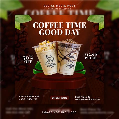 Premium Vector | Coffee Time Good Day Unique Ad Concept Social Media Post Instagram Banner Template