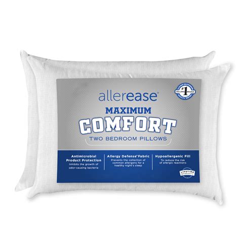 (2 Pack) AllerEase Maximum Comfort Bedroom Pillow, Standard/Queen ...