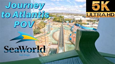 Journey to Atlantis FRONT ROW POV | SeaWorld San Diego Mack Watercoaster | (5K 60 FPS No ...