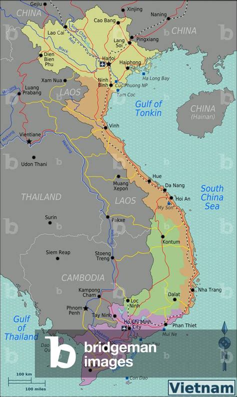 Image of Vietnam: Map of Vietnam showing North, Central, South and Central