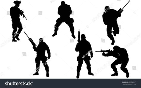 Vektor Stok Army Man Silhouette (Tanpa Royalti) 460046725 | Shutterstock