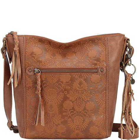 The Sak Ashland Leather Crossbody (Tobacco Floral Emboss): Handbags: # ...