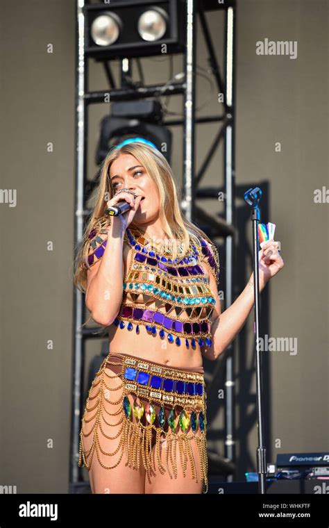 Pop singer, Becky Hill performs at Manchester Pride Live 2019 Stock ...