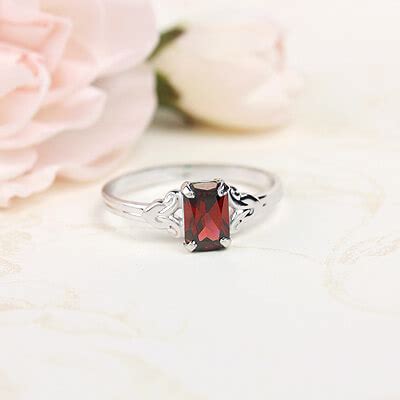 Sterling Square Birthstone Ring -January birthstone ring for girls