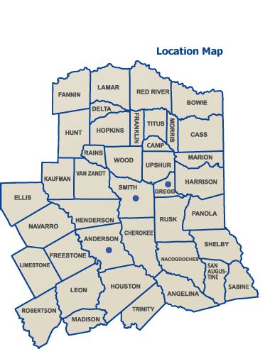 East Texas County Map