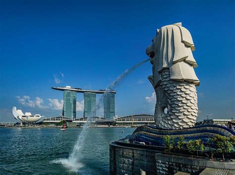 This is one of the Merlions of Singapore - the official mascot of the city. A lion's head ...