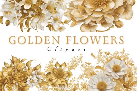 Golden Flowers Clipart Set Graphic by Print Magic · Creative Fabrica