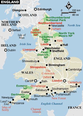 England map EUROPE - Country map of England