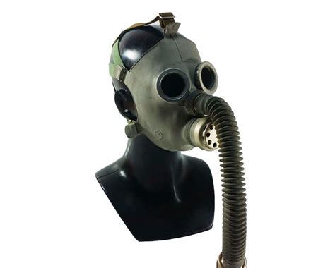 Russian military soviet Grey gas mask PDF for kids with hose.