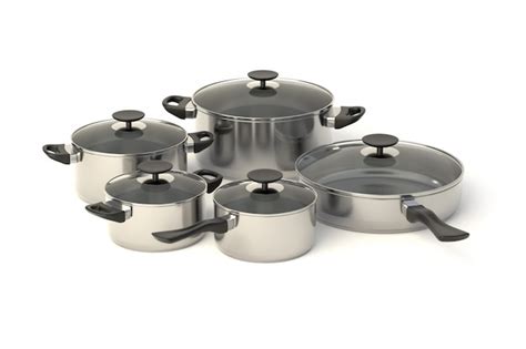 Premium Photo | Stainless steel pots and pans