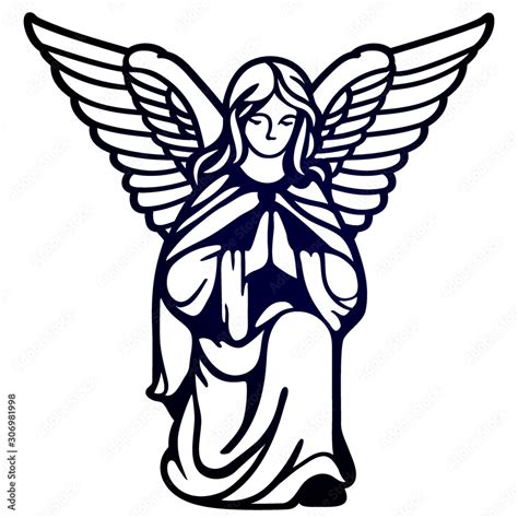 Angel Outline Clip Art Black And White