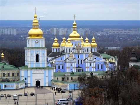 St. Michael's Golden-Domed Monastery in Kiev, Ukraine. Originally built in the Middle Ages ...