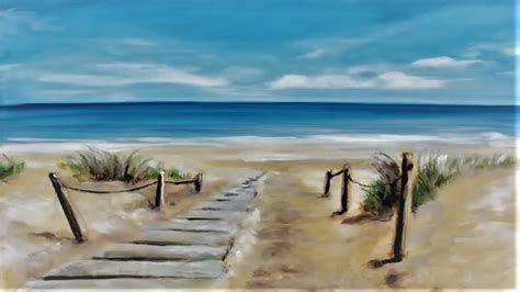 sea Acrylic Painting painting Beautiful Boardwalk scene acrylic ocean boardwalk beach Art ...
