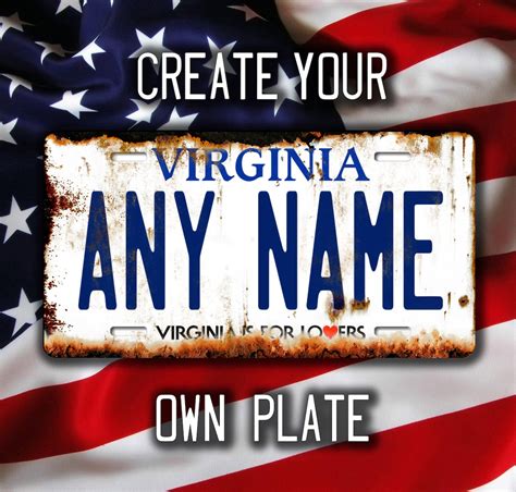 Virginia USA Custom Metal License Plate Americana US - Etsy