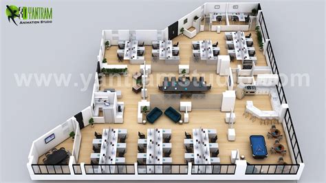 3D Office Virtual Floor Plan Design ideas by Yantram Architectural Design Studio - Architizer