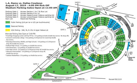 Aloha Stadium | RAMS vs COWBOYS Parking Map