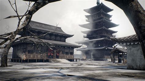 Japanese Snowy Temple | CGTrader