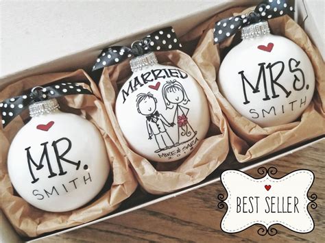 Just Married Ornament / First Christmas Bulb Gift Set | Emmaline Bride