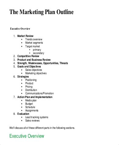 FREE 14+ Sample Marketing Plan Outlines in MS Word | PDF