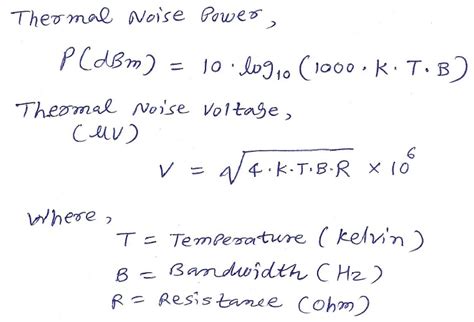 Thermal Noise Power Calculator-dBm,volt | converters and calculators