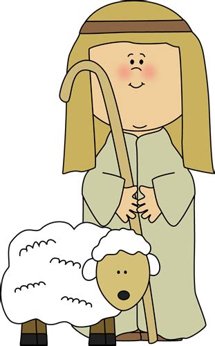 Shepherd with Sheep Clip Art - Shepherd with Sheep Image