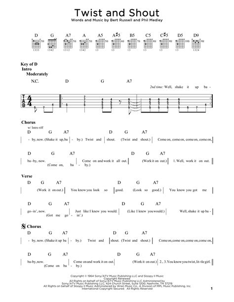 Twist And Shout by The Beatles - Guitar Rhythm Tab - Guitar Instructor