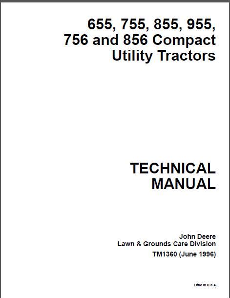 John Deere 655 755 756 855 856 Compact Utility Tractor Technical Manual ...