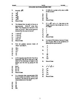 Act Practice Test Math Section