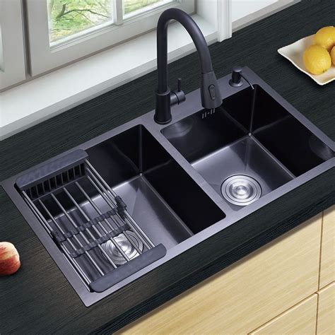 Kitchen Sink 304 Stainless Steel Sink Single/Double tub 3mm Thickness Kitchen Lababo Stainless ...