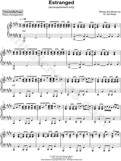 TutorialsByHugo "Estranged [accompaniment only]" Sheet Music (Piano ...