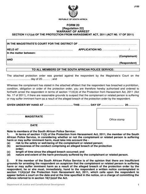 Warrant Of Arrest Form - Fill and Sign Printable Template Online | US ...