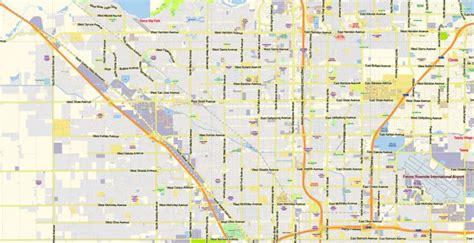 Fresno California US PDF Map Vector Exact City Plan Low Detailed Street ...