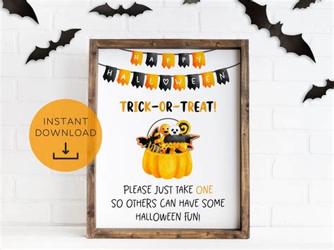 Halloween Candy Bowl Sign Printable Trick or Treat Sign - Etsy