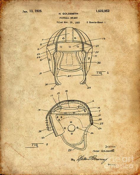 Football Helmet Patent Print Digital Art by Visual Design - Pixels