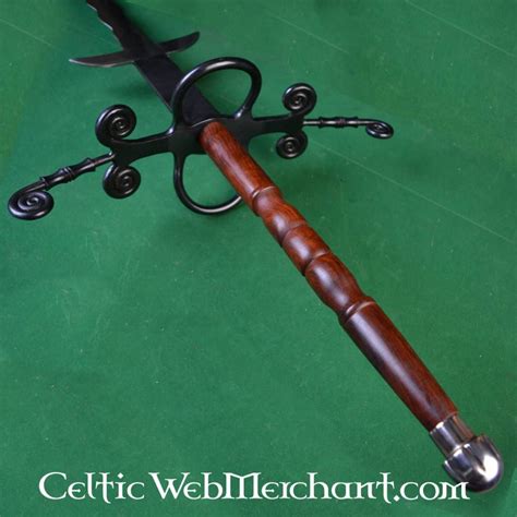 Flamberge with wooden grip | Sword design, Cool swords, Wooden