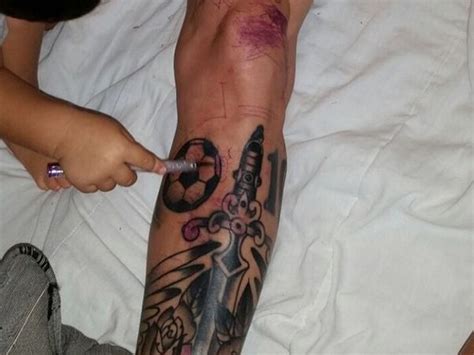 Messi Tattoo - Lionel Messi appears to have coloured in his leg tattoo ...