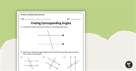 Finding Corresponding Angles – Year 7 Maths Worksheet | Teach Starter