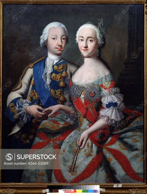 Portrait of Tsar Peter III and Catherine the Great by Georg-Christoph Grooth, oil on canvas ...