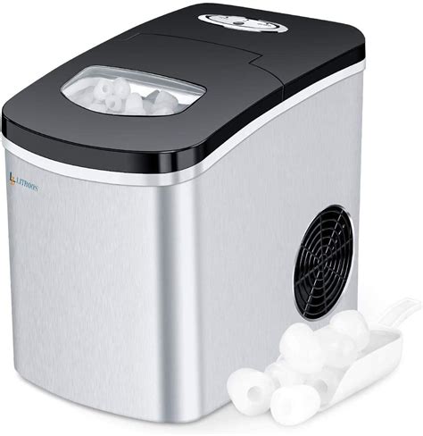 LITBOOS Portable Ice Maker Machine for Countertop, 9 Bullet Ice Cube Ready in 7-9 Mins, 26 lbs ...