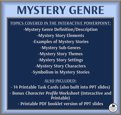 Mystery Genre PowerPoint - Interactive slides with printable, mystery ...