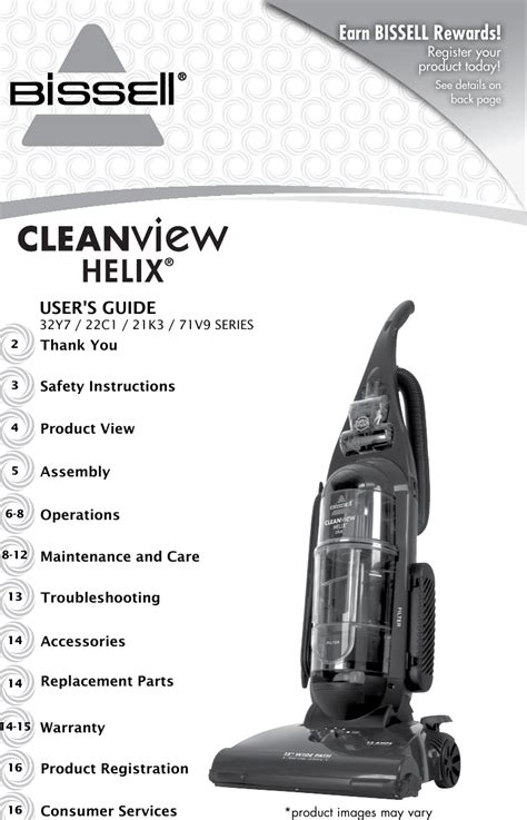 Bissell Cleanview Helix Deluxe Vacuum 21K3 Owners Manual