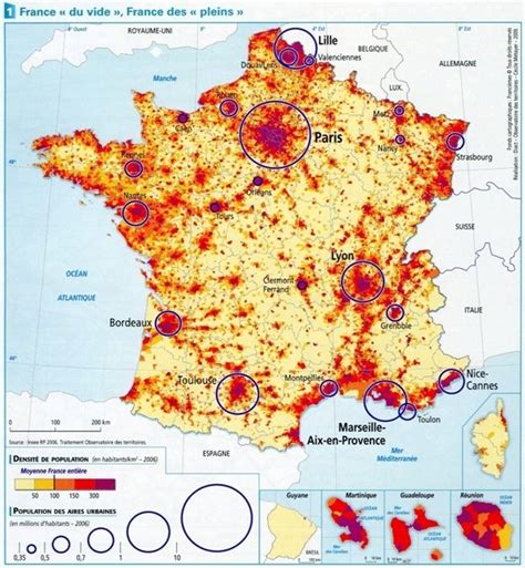 Carte de densité de population en France