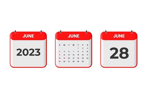 June 2023 calendar design. 28th June 2023 calendar icon for schedule, appointment, important ...